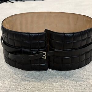 Vintage Chanel Black Quilted Leather Waist Belt
